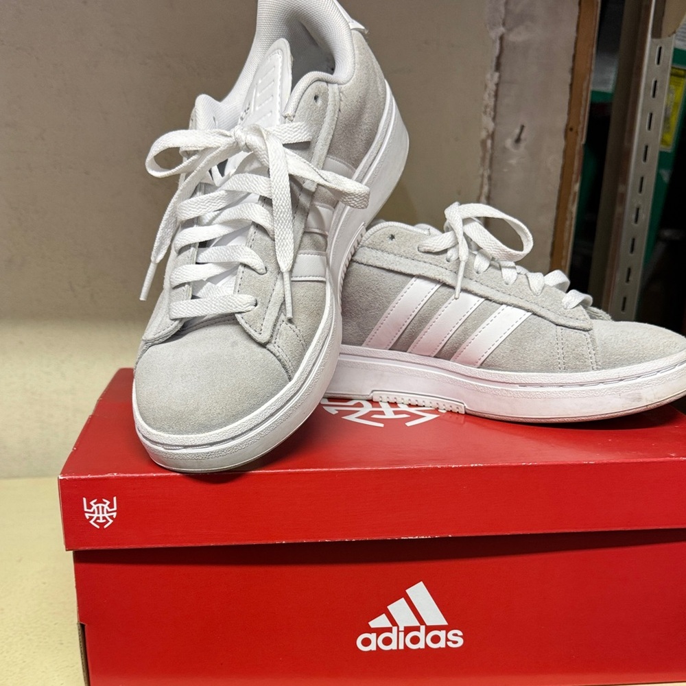 Adidas Women's Gray and White Sneakers